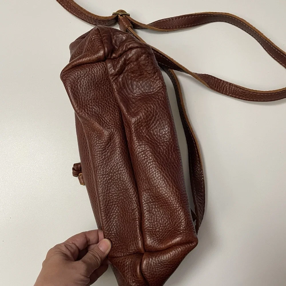 Portland Leather Goods Bucket Bag Pebbled Leather Brown‎ Handmade Artisanal B25